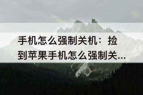 手机怎么强制关机：捡到苹果手机怎么强制关机