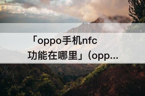 「oppo手机nfc功能在哪里」(oppo手机nfc功能在哪里能找到)