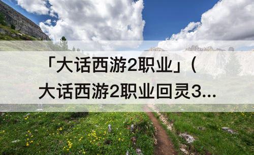 「大话西游2职业」(大话西游2职业回灵300)