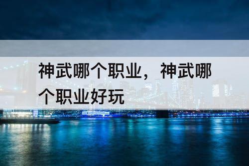 神武哪个职业，神武哪个职业好玩