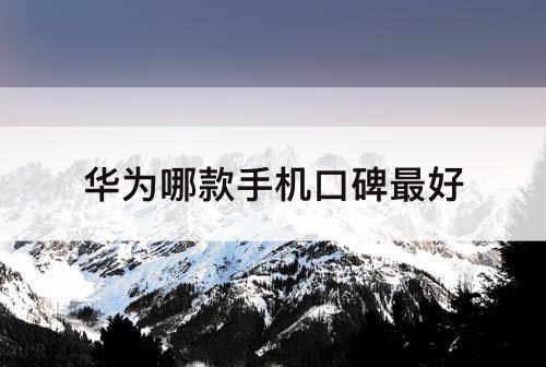 华为哪款手机口碑最好