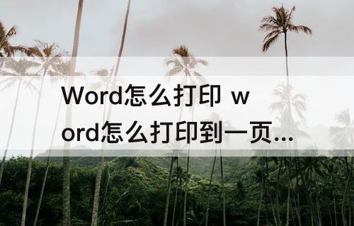 Word怎么打印 word怎么打印到一页纸