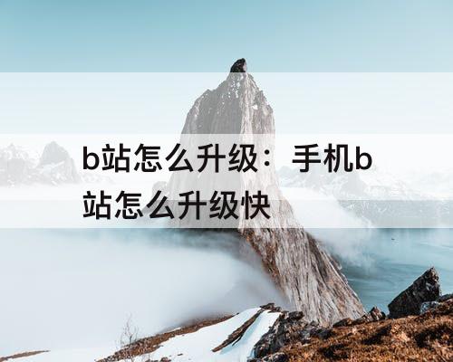b站怎么升级：手机b站怎么升级快