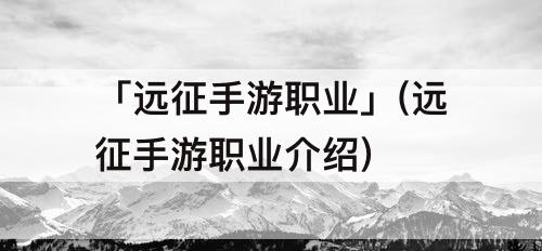 「远征手游职业」(远征手游职业介绍)