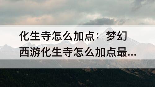 化生寺怎么加点：梦幻西游化生寺怎么加点最好