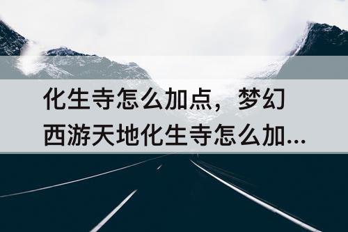 化生寺怎么加点，梦幻西游天地化生寺怎么加点
