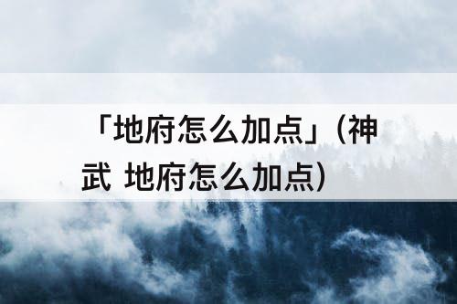 「地府怎么加点」(神武 地府怎么加点)