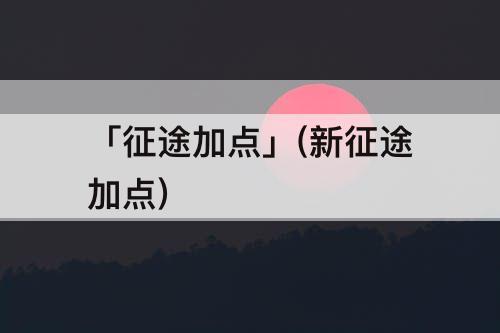 「征途加点」(新征途加点)