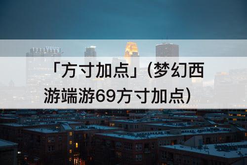 「方寸加点」(梦幻西游端游69方寸加点)