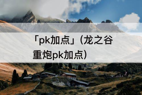 「pk加点」(龙之谷 重炮pk加点)