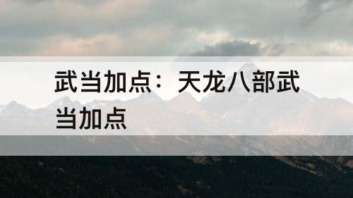 武当加点：天龙八部武当加点