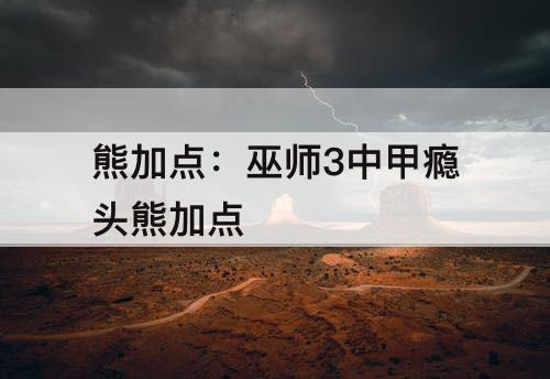 熊加点：巫师3中甲瘾头熊加点
