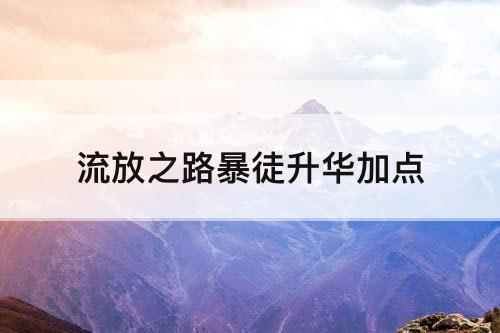 流放之路暴徒升华加点