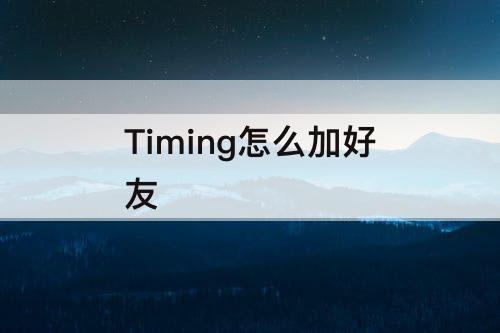 Timing怎么加好友
