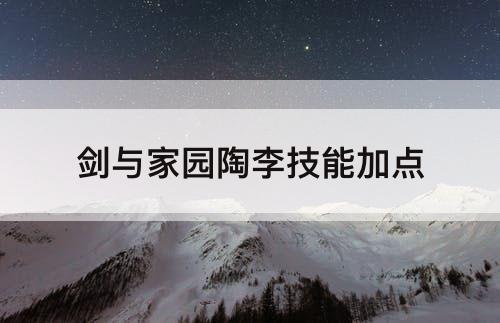 剑与家园陶李技能加点
