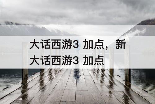 大话西游3 加点，新大话西游3 加点