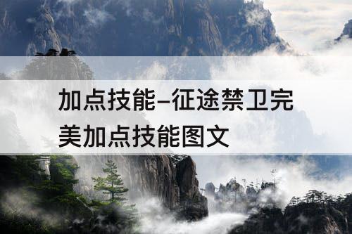 加点技能-征途禁卫完美加点技能图文