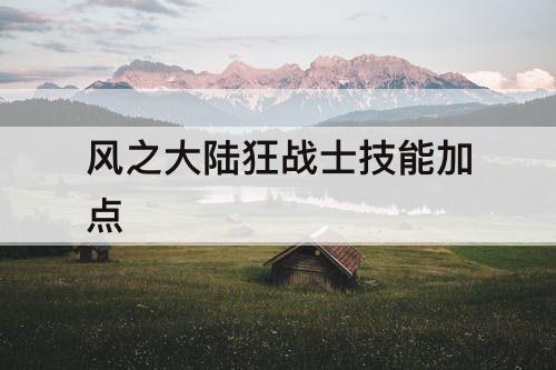 风之大陆狂战士技能加点