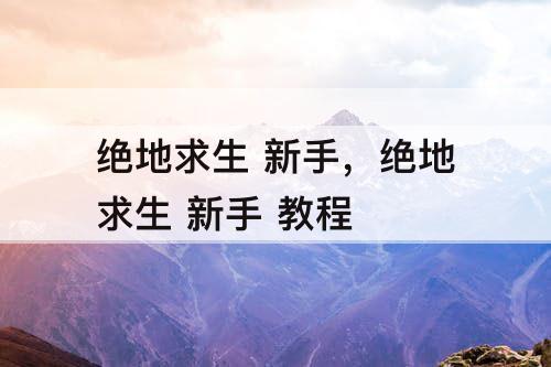 绝地求生 新手，绝地求生 新手 教程