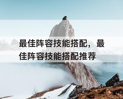 最佳阵容技能搭配，最佳阵容技能搭配推荐