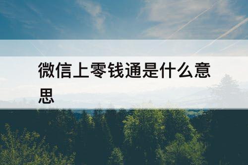 微信上零钱通是什么意思