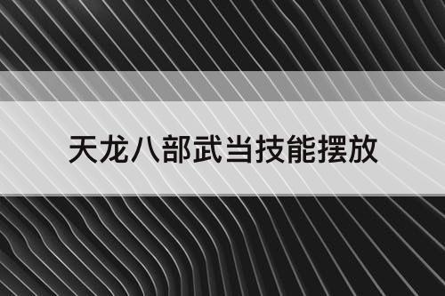 天龙八部武当技能摆放