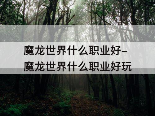 魔龙世界什么职业好-魔龙世界什么职业好玩