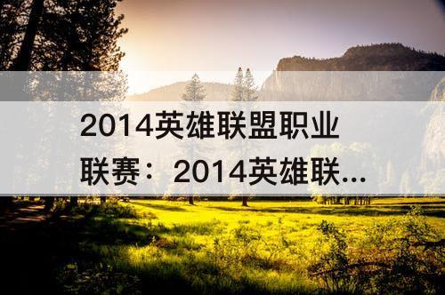 2014英雄联盟职业联赛：2014英雄联盟职业联赛颁奖盛典