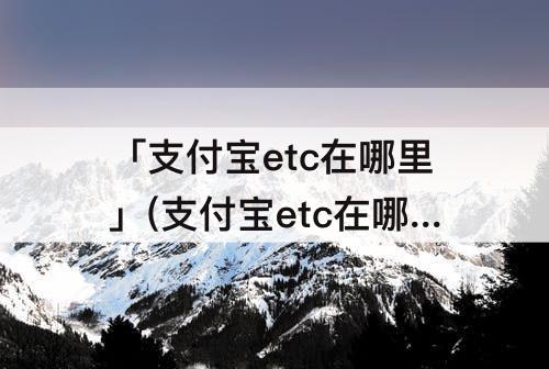 「支付宝etc在哪里」(支付宝etc在哪里找)