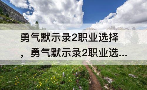 勇气默示录2职业选择，勇气默示录2职业选择推荐
