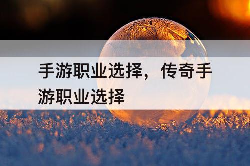 手游职业选择，传奇手游职业选择