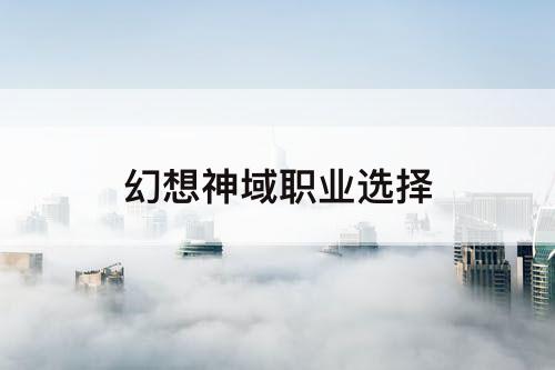 幻想神域职业选择