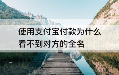 使用支付宝付款为什么看不到对方的全名
