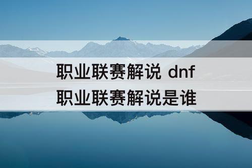 职业联赛解说 dnf职业联赛解说是谁