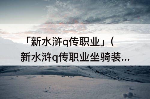 「新水浒q传职业」(新水浒q传职业坐骑装备)