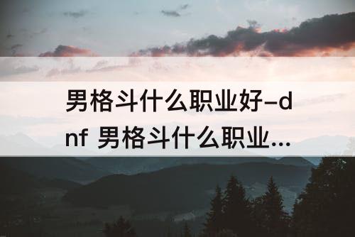 男格斗什么职业好-dnf 男格斗什么职业好