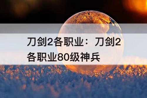 刀剑2各职业：刀剑2各职业80级神兵