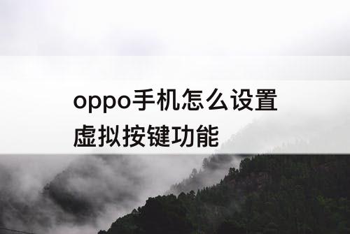 oppo手机怎么设置虚拟按键功能