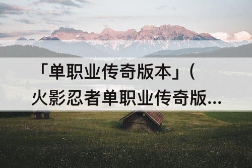 「单职业传奇版本」(火影忍者单职业传奇版本攻略)