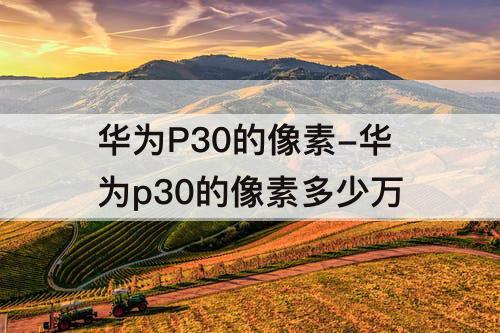 华为P30的像素-华为p30的像素多少万