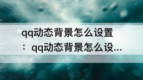 qq动态背景怎么设置：qq动态背景怎么设置透明度