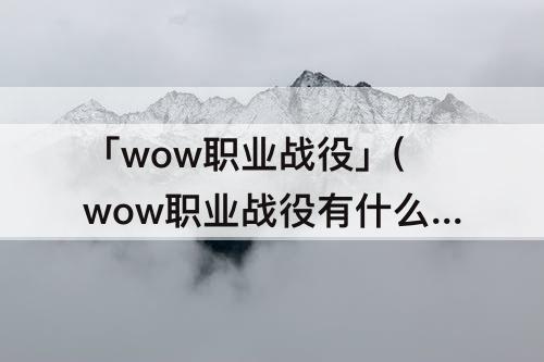 「wow职业战役」(wow职业战役有什么用)