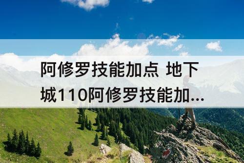 阿修罗技能加点 地下城110阿修罗技能加点