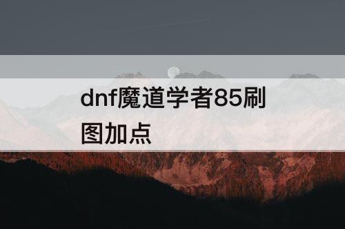 dnf魔道学者85刷图加点