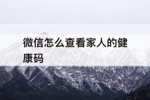 微信怎么查看家人的健康码
