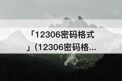 「12306密码格式」(12306密码格式样例)
