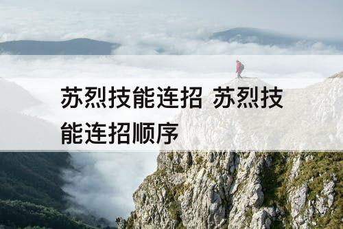 苏烈技能连招 苏烈技能连招顺序