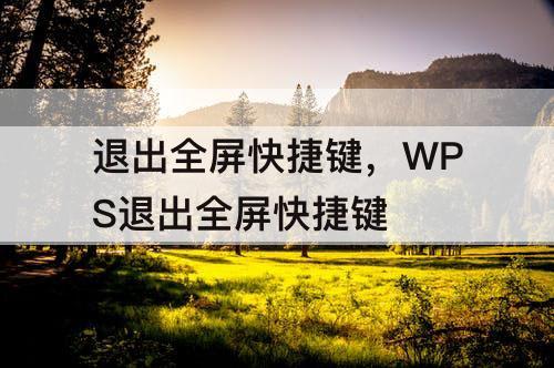 退出全屏快捷键，WPS退出全屏快捷键