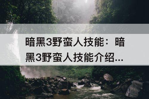 暗黑3野蛮人技能：暗黑3野蛮人技能介绍 野蛮人全技能效果一览