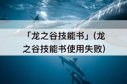 「龙之谷技能书」(龙之谷技能书使用失败)